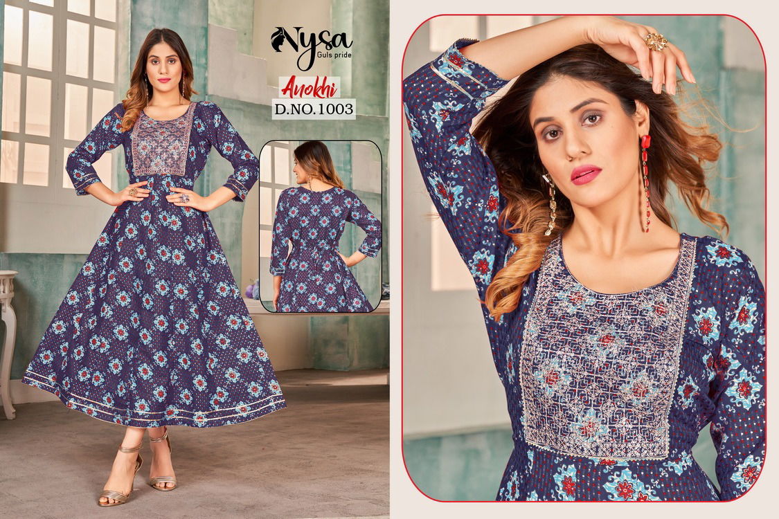 Nysa Anokhi Fancy Wear Wholesale Anarkali Kurtis Catalog